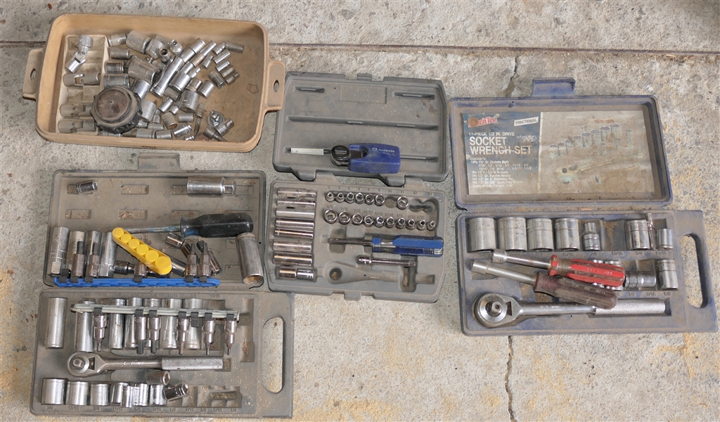 Group of Socket Sets - 3 Socket Sets and Additions Sockets , Extensions and Drivers - Kobalt, S -K, Craftsman, Etc. 