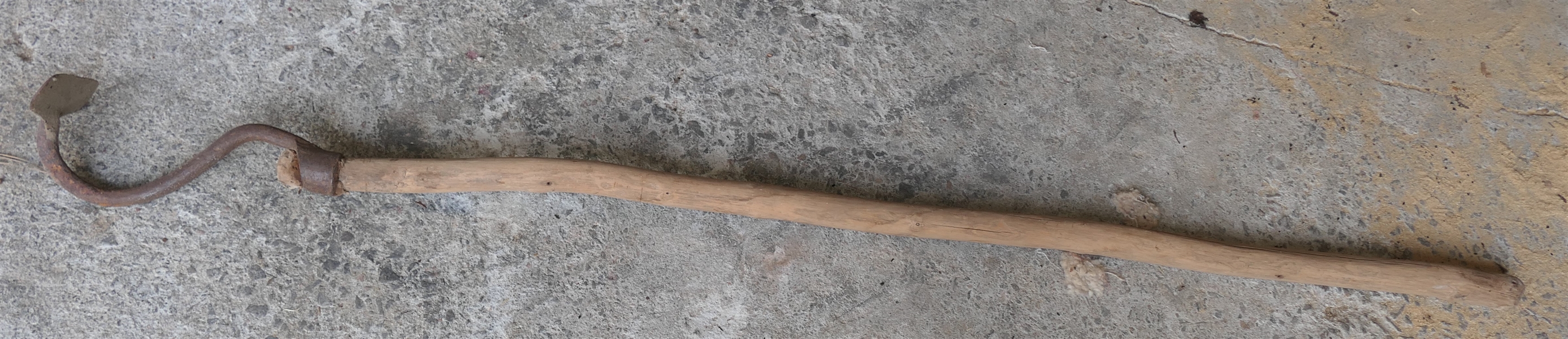 Unusual Antique Black Smith Shop Made Hoe - Applied End - Narrow Blade 