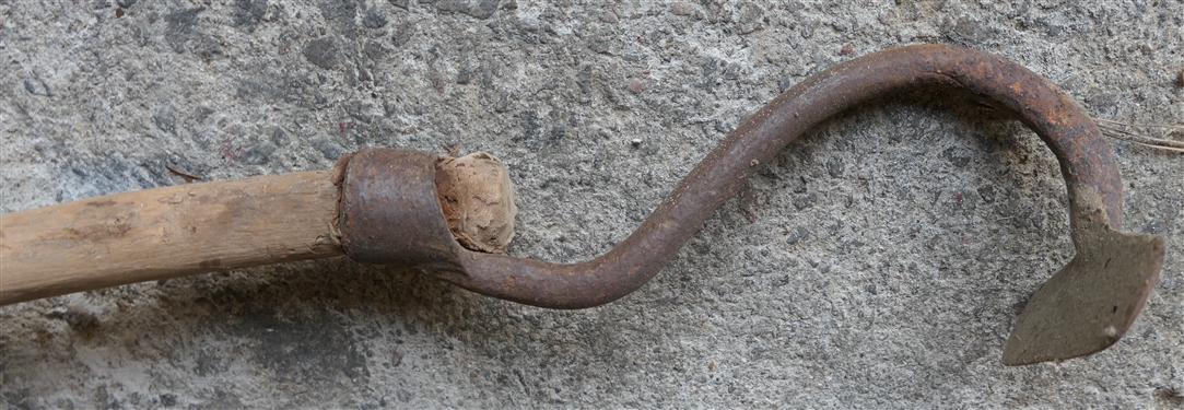 Unusual Antique Black Smith Shop Made Hoe - Applied End - Narrow Blade 