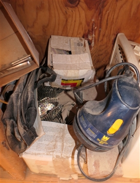 Shop Lot - Buffer, Sanders, Heater, Stapler, Nails, Compound Miter Hand Saws, and Detailer 