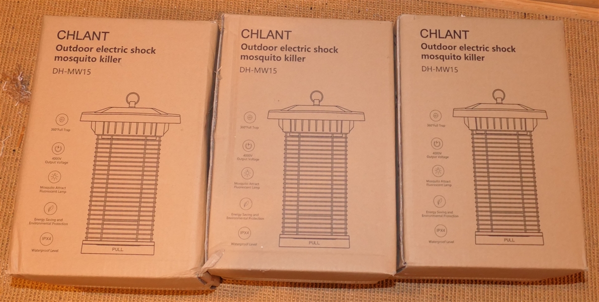 3 Brand New Chilant Outdoor Electric Shock Mosquito Killers - In Original Boxes