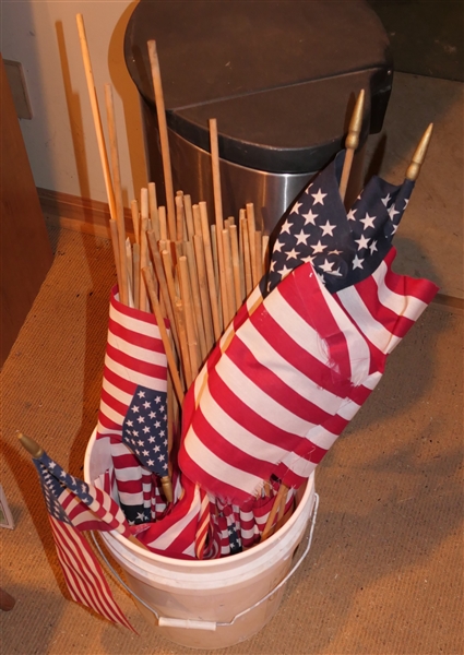 Bucket of American Flags 