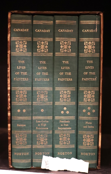 "The Lives of the Painters" by Canady - 1969 W.W. Norton & Company, Inc. - 4 Volumes Hard Cover in Decorative Marbleized Box