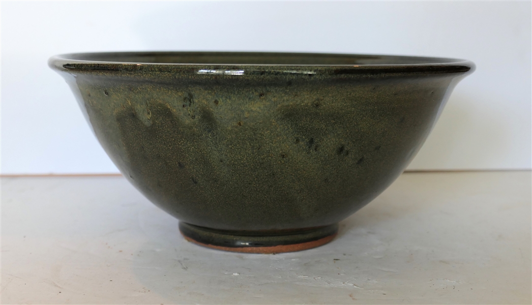 Vernon Owen Jugtown 2003 North Carolina Pottery Bowl - Green Glaze - Bowl Measures 4 3/4" Tall 9 3/4" Across