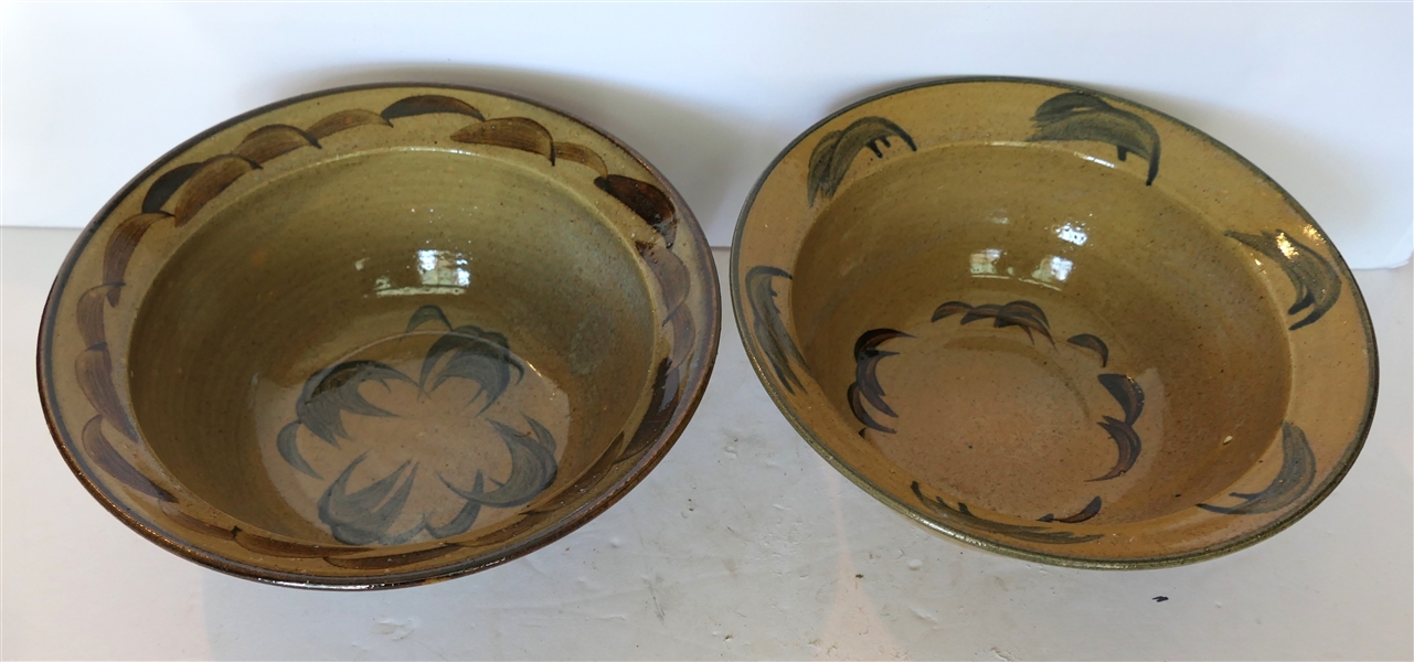 2 Pretty Jugtown Pottery Bowls by North Carolina Potter Vernon Owen - 1996 - Bowls Measure 4" tall 9 1/4" Across