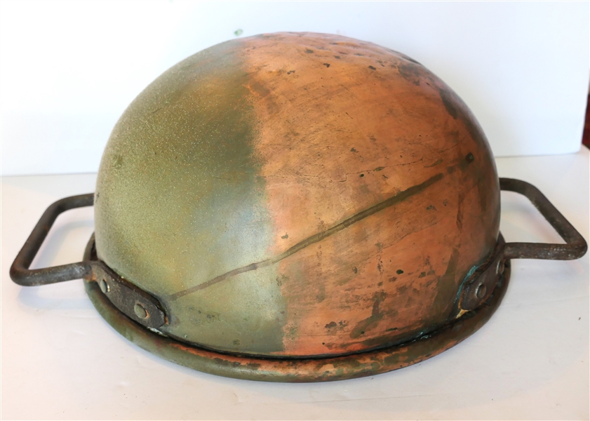 19th Century Copper Confectioners Pot - Heavy Copper with Applied Iron Handles - Pot Measures 8" tall 15" Across - Not Including Handles