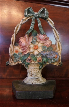 Cast Iron Flower Basket Door Stop - Number 1259 - Door Stop is 8 3/4 Tall 