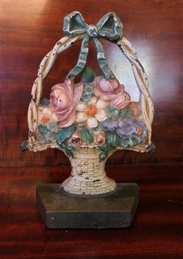 Cast Iron Flower Basket Door Stop - Number 1259 - Door Stop is 8 3/4 Tall 