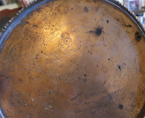 2 Hand Chased Brass Dresser Trays - Round 10 and Other 14 