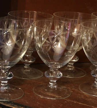 9 Footed Bowls with Cut Starburst Design - Bowl Are 5 1/2 Tall 4 3/4 Across