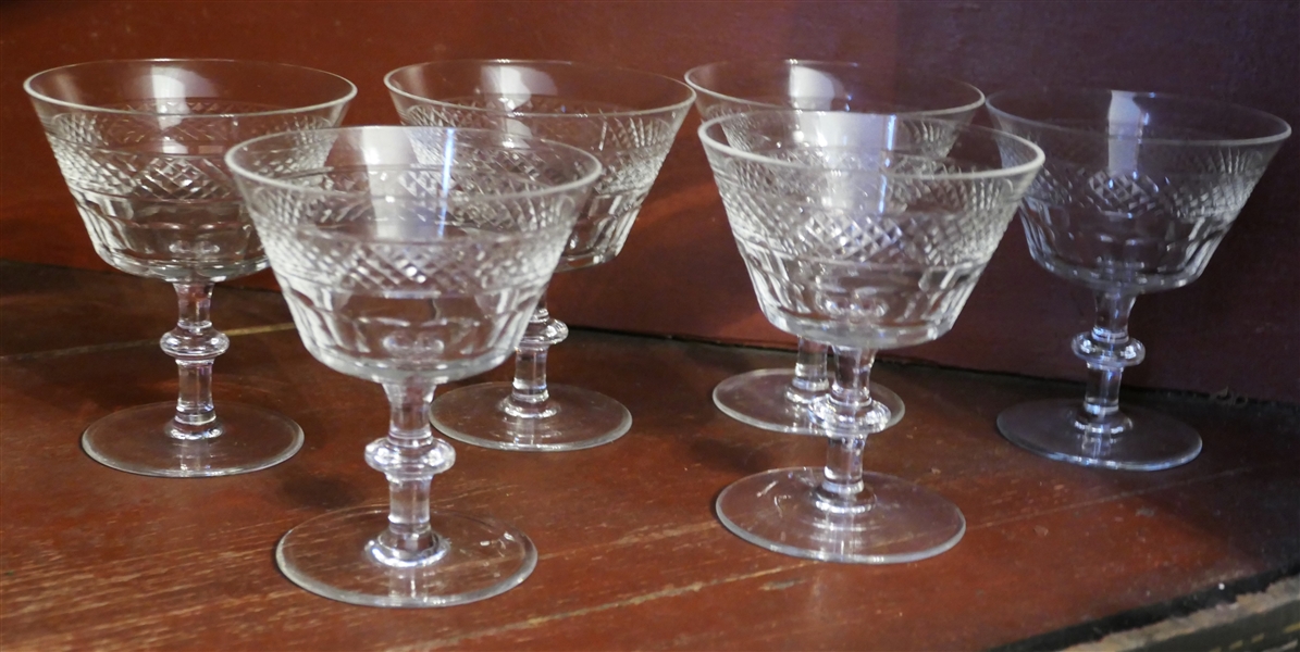 6 Crystal Sherbets - 4 1/2" tall 3 3/4" Across