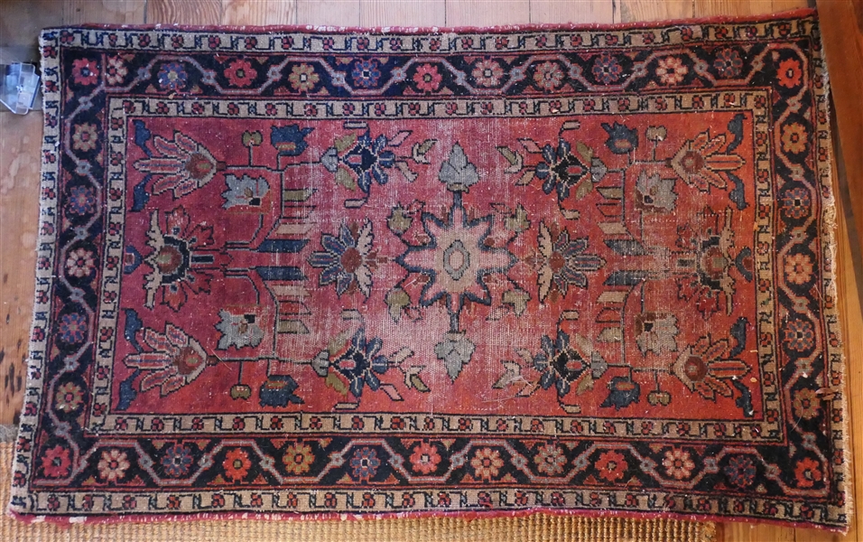 Oriental Rug - Very Thin - Some Overall Wear - Rug Measures 39" by 24"