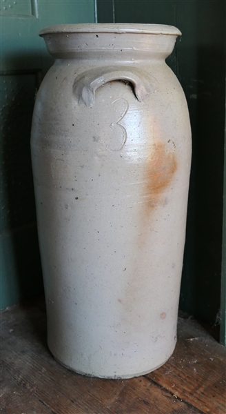 3 Gallon North Carolina Pottery Churn - Attributed to Craven - Incised 3 - Churn is 17" Tall