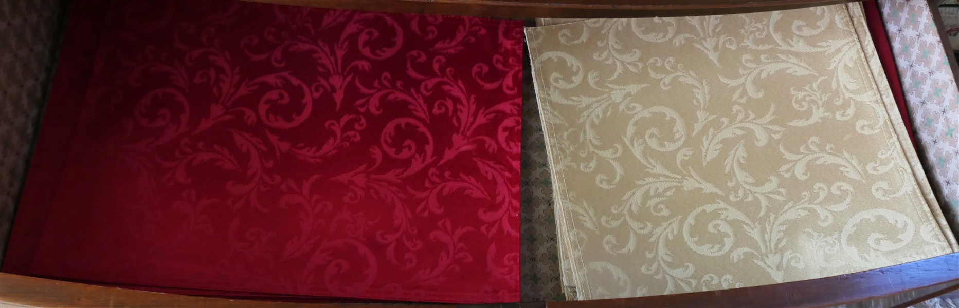 4 Red Brocade Placemats and 8 Gold Brocade Placemats 