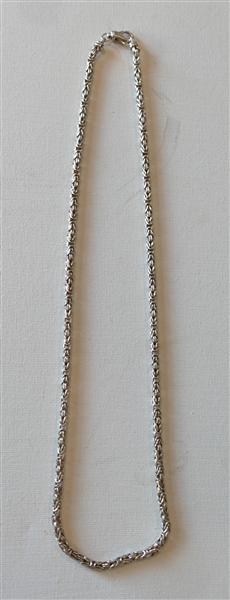 Sterling Silver Byzantine Link  Necklace - Italy Lirm Maker - Necklace Measures 24" 