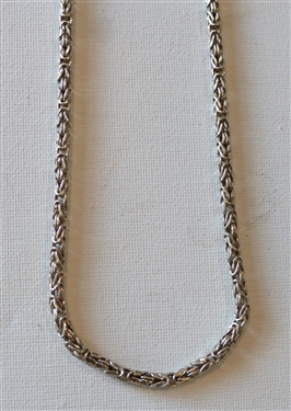 Sterling Silver Byzantine Link  Necklace - Italy Lirm Maker - Necklace Measures 24 