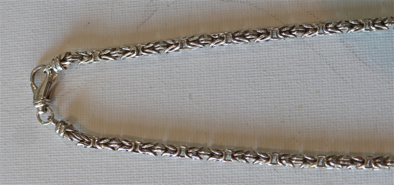 Sterling Silver Byzantine Link  Necklace - Italy Lirm Maker - Necklace Measures 24 