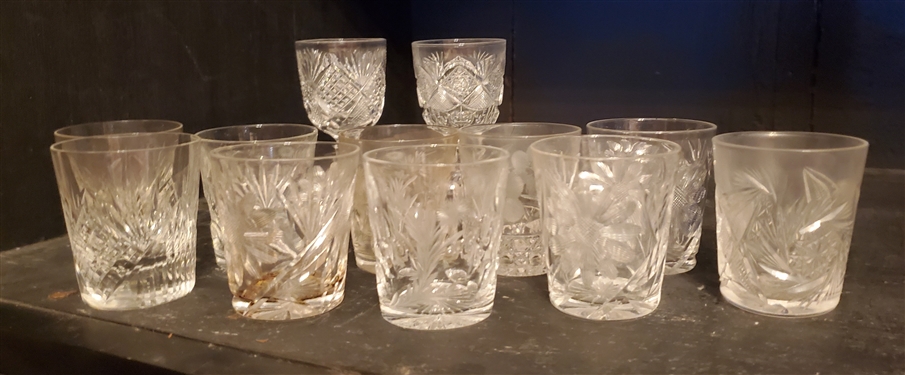 10 Cut Glass Tumblers and 2 Cut Glass Cordials