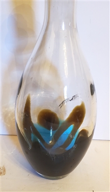 Beautiful Art Glass Decanter with Faceted Stopper - Decanter Measures 13 1/2 Tall 