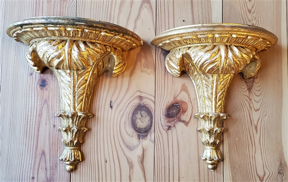 Pair of Beautiful Louis XIV Style Wall Shelves - 12 Long 11 1/2 Across Top 