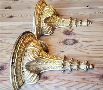 Pair of Beautiful Louis XIV Style Wall Shelves - 12 Long 11 1/2 Across Top 