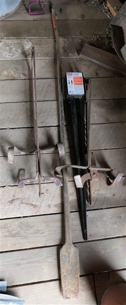 Large Pry Bar, 2 Antique Jacks, and E-Z Spike Post Stake