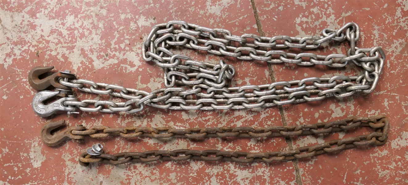 12 Ft Log Chain with 2 Hooks and Smaller Piece of Chain with 1 Hook 