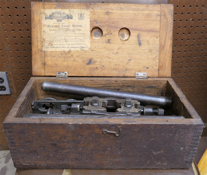 Armstrong Mfg. Co. Pipe Cutter in Original Wooden Box - Stenciling on Each End