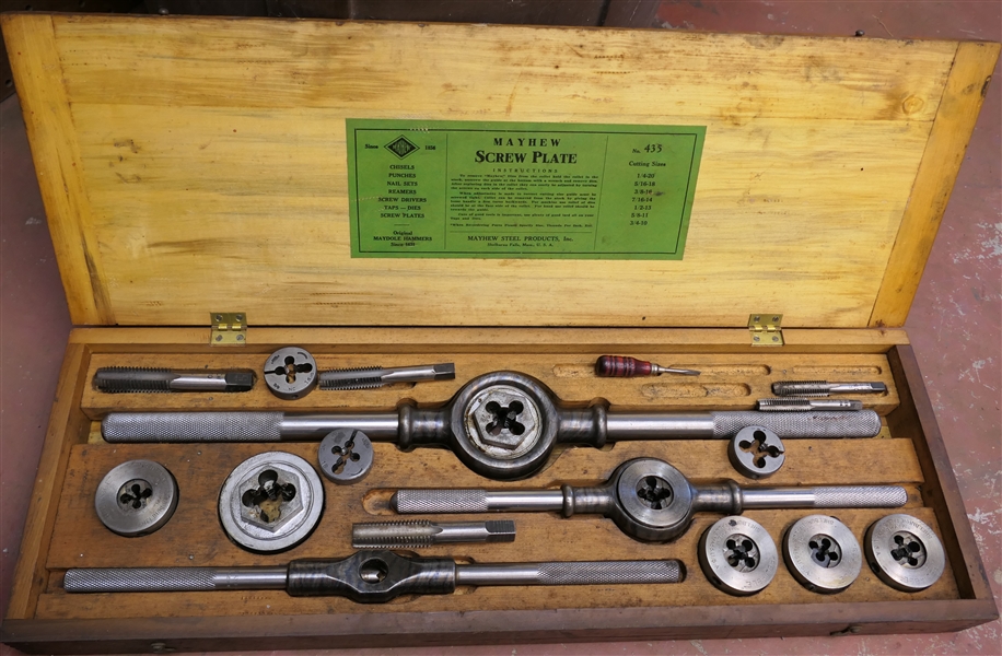 Mayhew Screw Plate - No. 435  - Die Set in Original Wooden Box