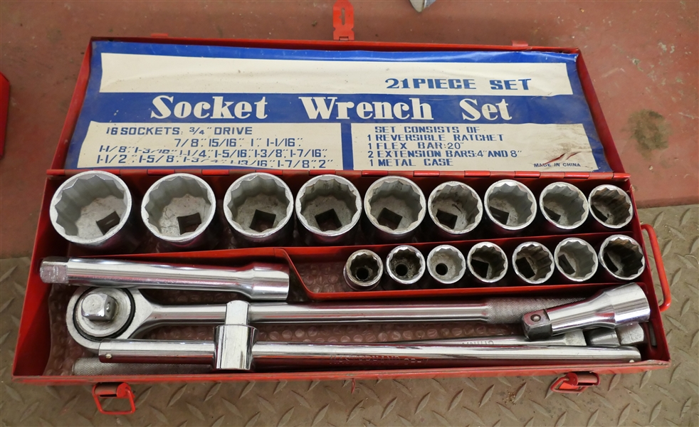 21 Piece Socket Wrench Set - 3/4" Drive - 16 Sockets and Reversible Ratchet