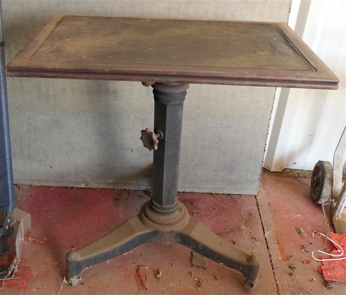 Industrial Metal Table on Wheels - Adjustable Height