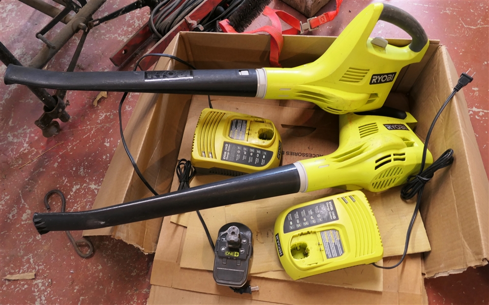 Ryobi Battery Operated Leaf Blower with Batteries and Chargers