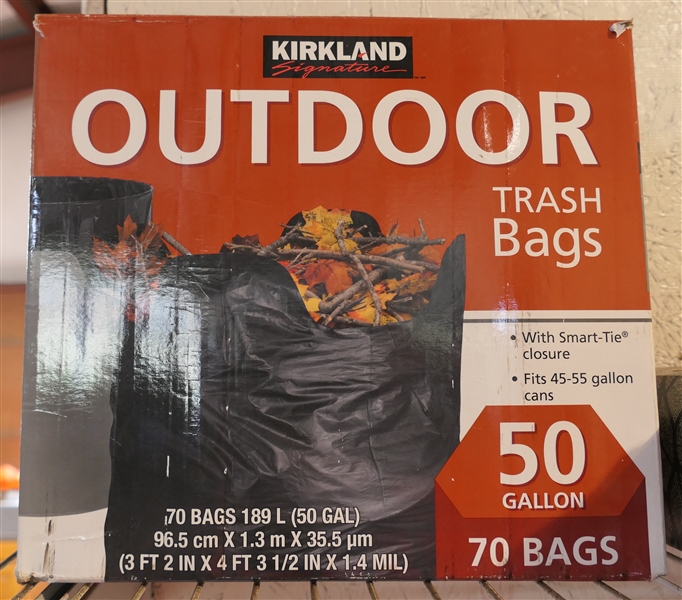 Mostly Full Box of 50 Gallon Trash Bags and Partial Roll 