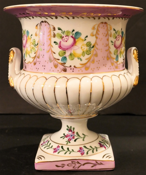 Pretty Limoges China Hand Painted Floral Urn - Double Handles - Urn  is 8 3/4" Tall 8" Across Top