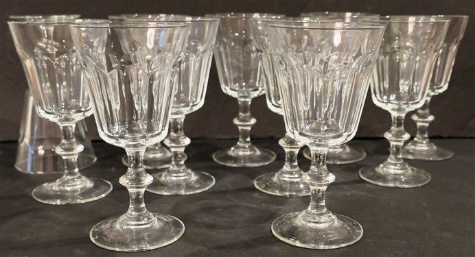 11 French Paneled Goblets - Marked France - Each Measures 6 1/4" tall - 1 Pictured Upside Down is Broken 