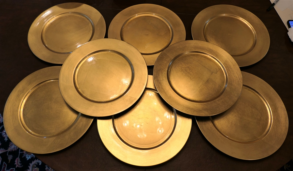 8 Gold Decorator Chargers 13" Across