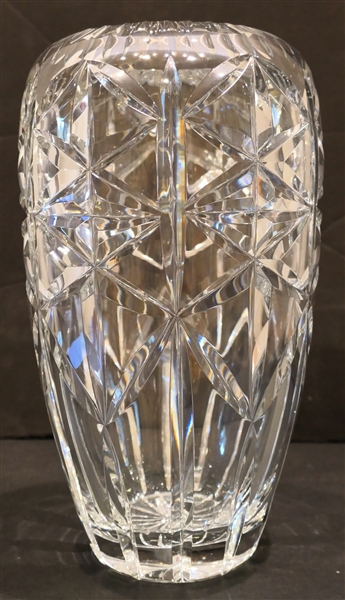 Beautiful Large Crystal Vase - Vase Measures 10 1/4" Tall 