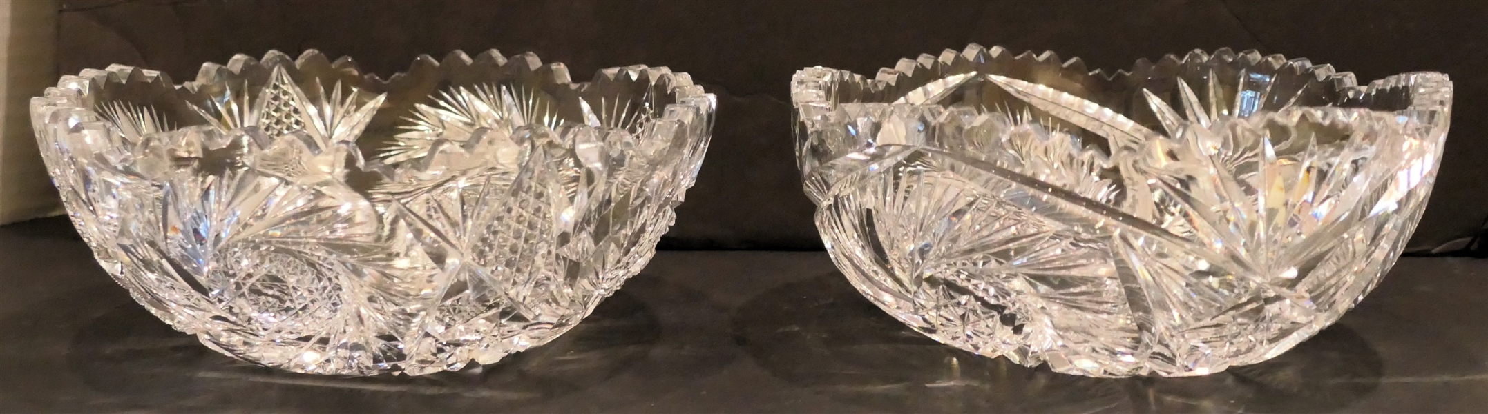 2 Beautiful 8" Cut Glass Bowls