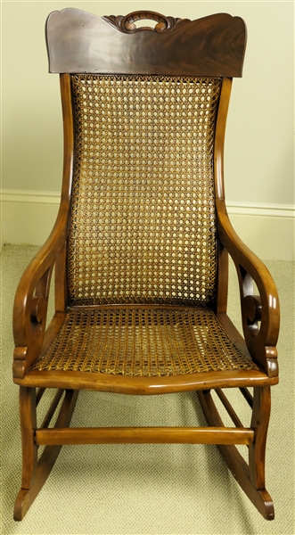 Walnut Victorian Rocking Chair  Cane Back and Bottom