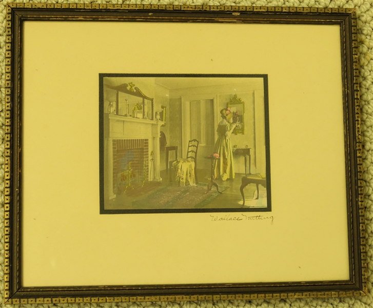 Artist Signed Wallace Nutting Print- Parlor Scene - Framed Print Measures 7 1/4" By 8 1/2" 