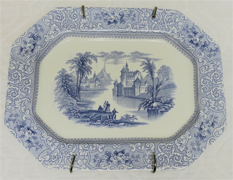 "Chateau" JE - Ironstone Blue Transferware Platter - Courting Scene - Platter Measures 11" By 14" 