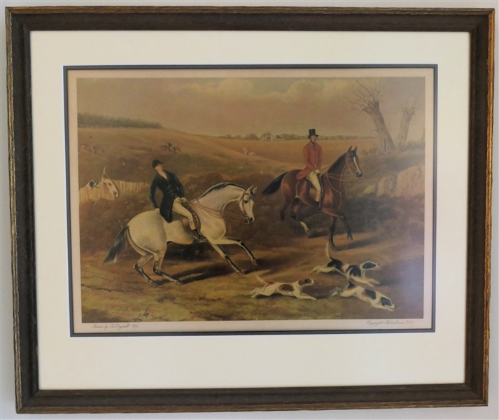 Hunt Scene Print by B. Dayrell 1832 - Copyright Ketterlinus 1935 - Framed and Matted - Frame Measures 19 3/4" by 23 3/4" 