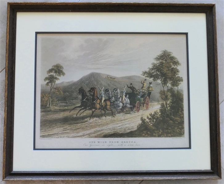 "One Mile From Gretna - Our Governor in Sight with a screw Loose" Print - Framed and Matted - Frame Measures 20" by 23 1/2" 