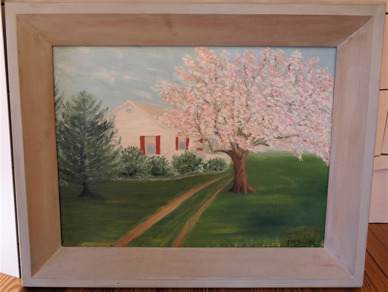 T.M. Smith Oil on Board Painting of Haines House - Buck Hill Falls, PA - Signed by Artist in Lower Right Corner - Frame Measures 16" by 20" 