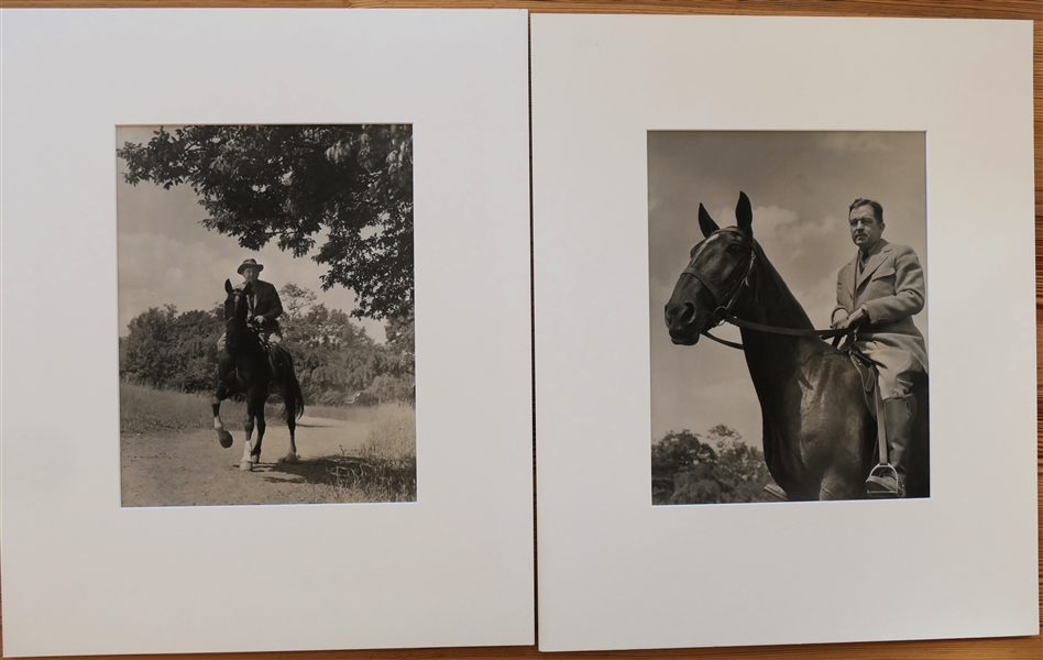 2 Matted Photographs of Gentleman on Horseback - Photos Measure 13" by 10" 