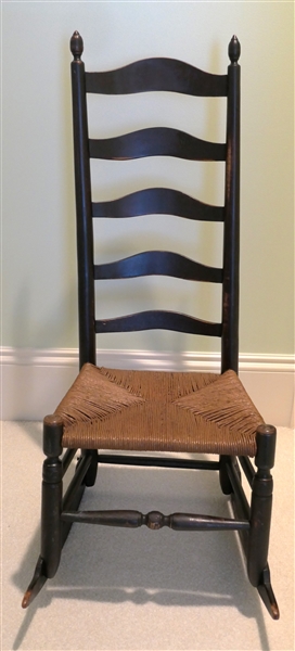 Unusual Ladder Back Rocking Chair - Rush Bottom 