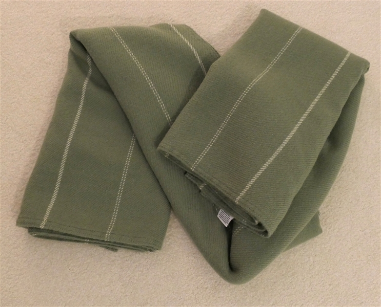 Fine LL Bean Wool Blanket - Queen Size - Sage Green with White Details 