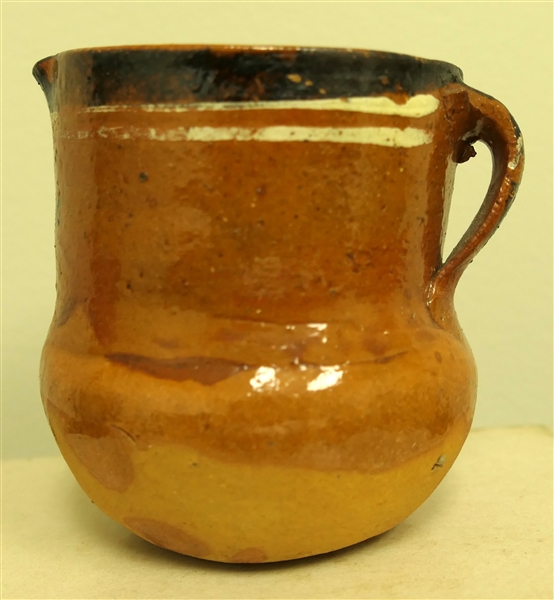 1920s Mexican Pottery Souvenir Cream Pitcher - Marked Tijuana Mexico - Measures 2 3/4" tall 2 3/8" across