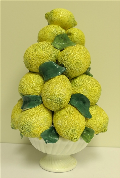 Meiselman Imports Made in Italy -Ceramic Lemon Topiary - Sculpture Measures 14" Tall - 1 Nick on Bottom Leaf 