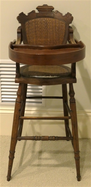 Victorian High Chair with Cane Seat and Back   - Seat Needs Repair 